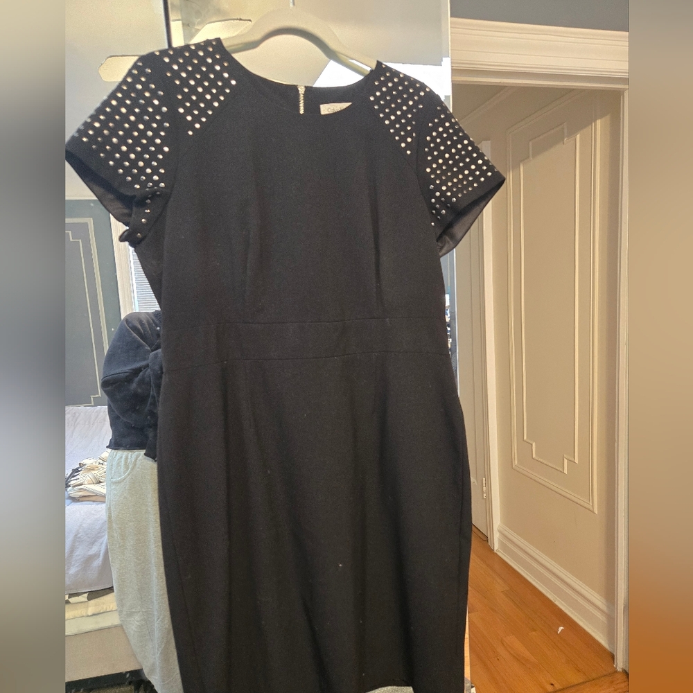 Calvin Klein Black Dress with Studded Shoulders